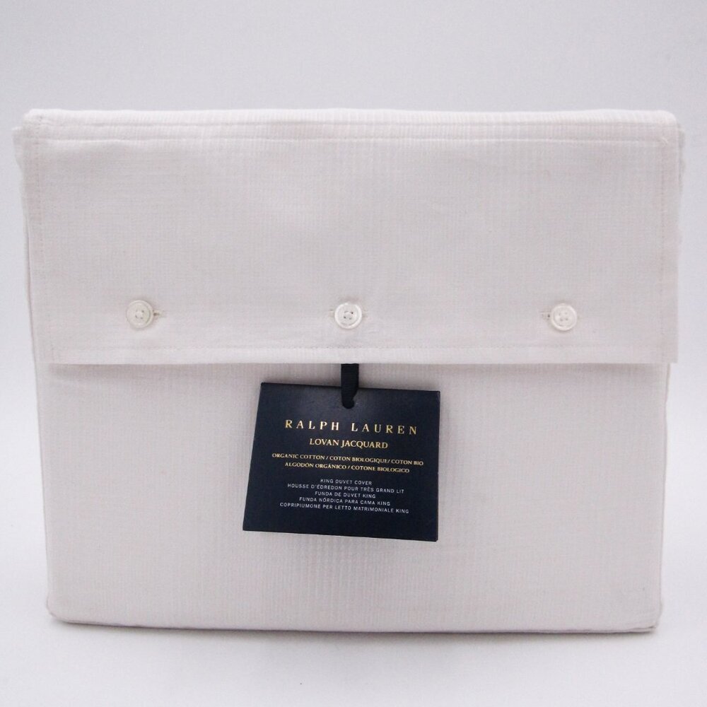 Ralph Lauren Duvet Cover $475 Organic Cotton Lovan Jacquard Parchment